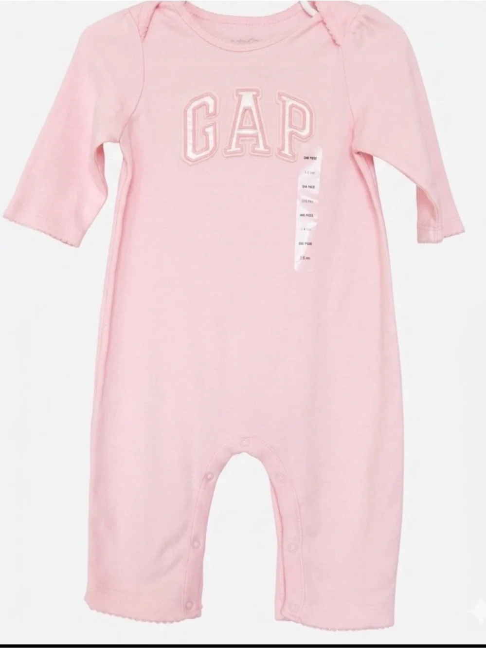 Baby Gap Baby Girls 3-6 Months Light Pink 1 Piece Long Sleeve Logo Romper NWT